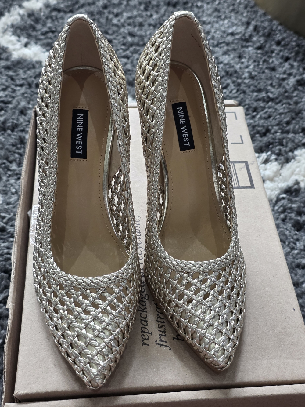 Nine West Women's Metallic Woven Pointed-Toe Pumps - Gold Size 8 - Picture 11 of 11
